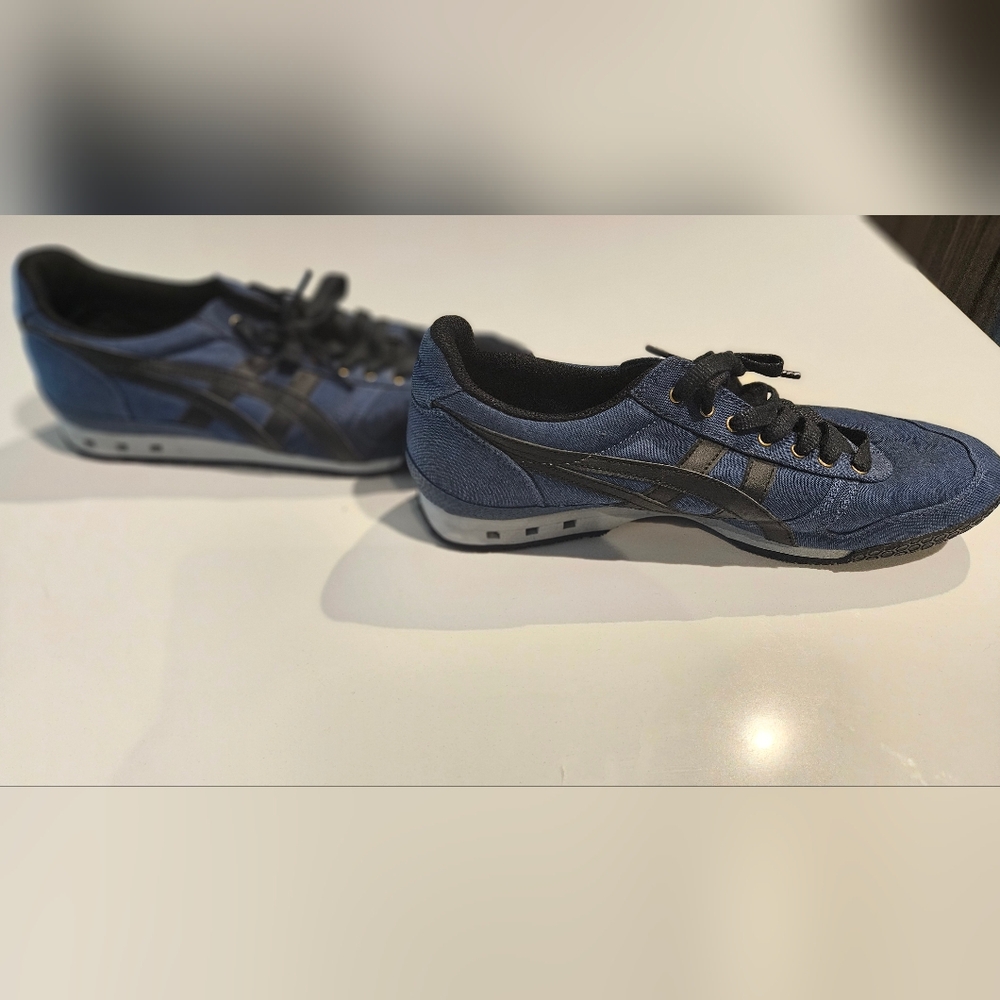 Onitsuka Tiger by Asics Men's Blue Canvas Sneakers with Black Stripes